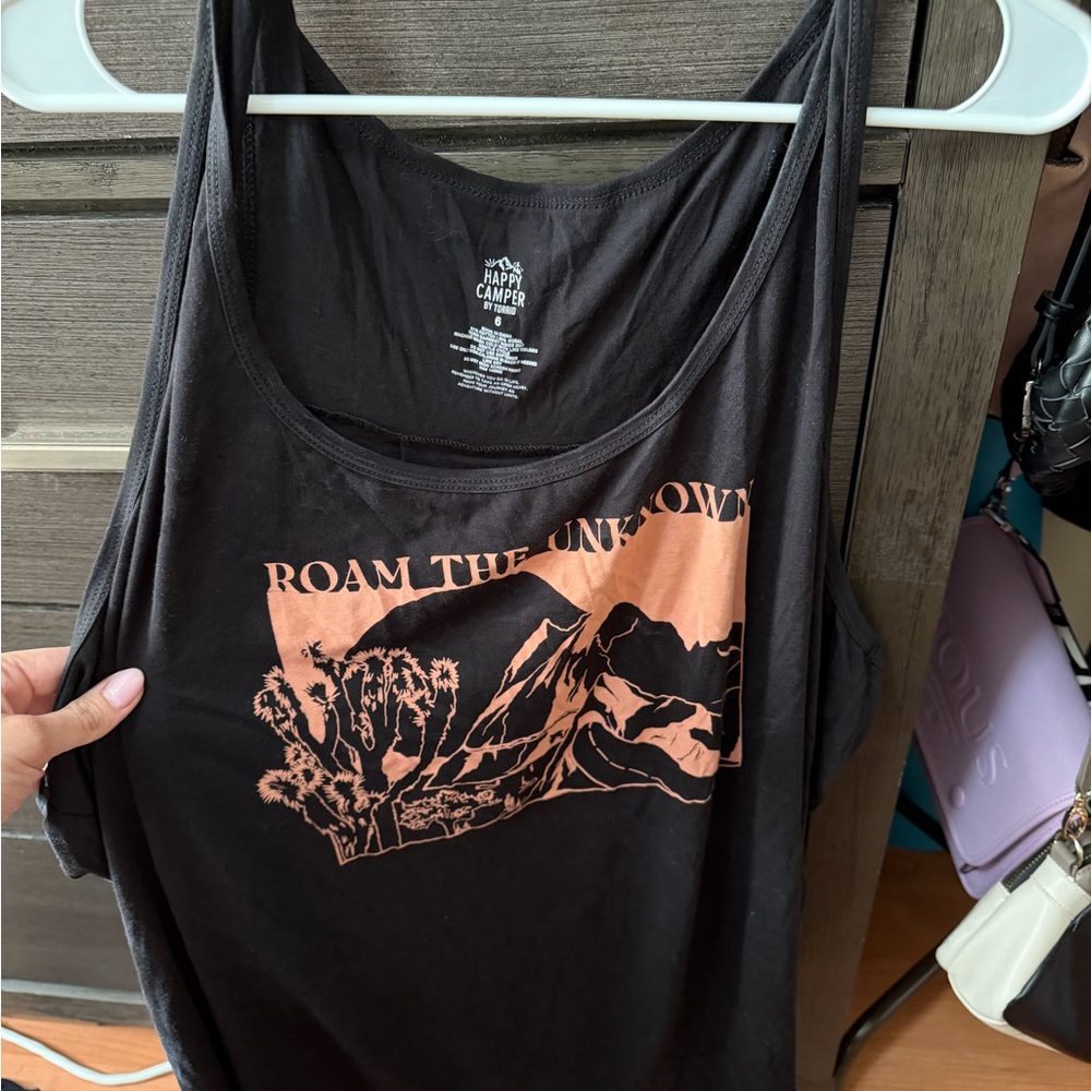 torrid Black Tank Top with Peach Mountain Graphic